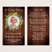 Rustige Memorial Sunflower Funeral Prayer Kaart (Voorkant /achterkant)