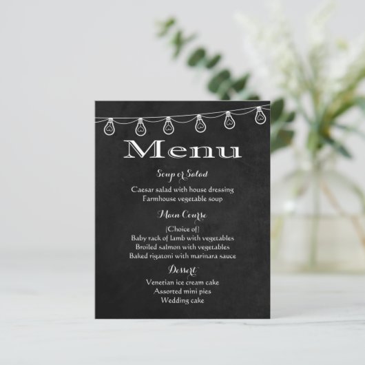 Rustige menukleuren zwart en wit karton lichten (Staand voorkant)