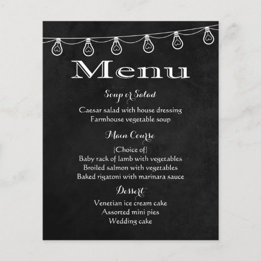 Rustige menukleuren zwart en wit karton lichten (Voorkant)