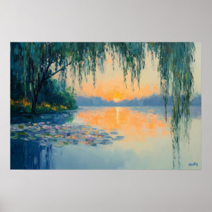 Rustige Meren Zonsondergang Impressionistische Muu Poster
