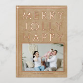 Rustige Merry Jolly Gelukkige Familie Foto Kerstmi Folie Feestdagenkaart (Voorkant)
