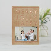 Rustige Merry Jolly Gelukkige Familie Foto Kerstmi Folie Feestdagenkaart (Staand Voorkant)