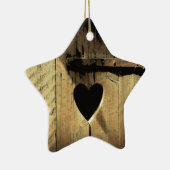 Rustige, met hart beklede houten deur Rusty Lock Keramisch Ornament (Rechts)