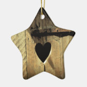 Rustige, met hart beklede houten deur Rusty Lock Keramisch Ornament (Links)