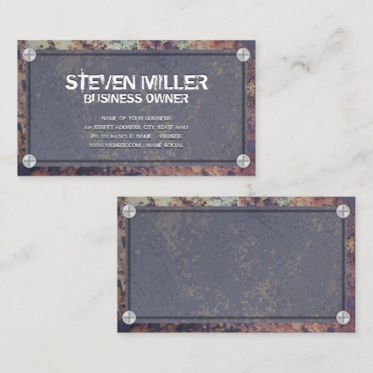 Rustige metalen grens | Grungy-achtergrond Visitekaartje (Voorkant / Achterkant)