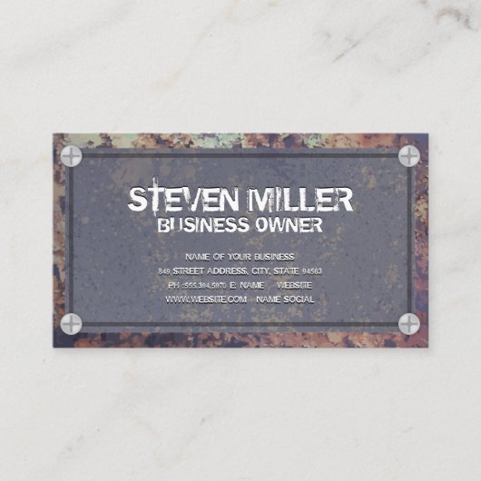 Rustige metalen grens | Grungy-achtergrond Visitekaartje (Voorkant)