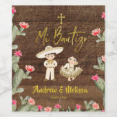 Rustige Mexicaanse Gold Charro Bautizo Wine Label Wijn Etiket (Enkel label)