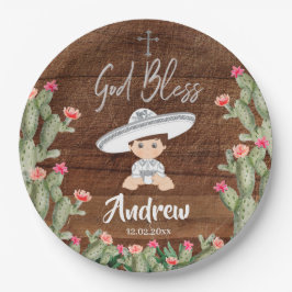 Rustige Mexicaanse zilver Charro Baptism Paper Bor Papieren Bordje
