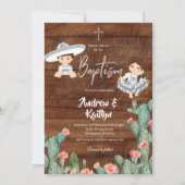 Rustige Mexicaanse zilver Charro Twin Baptism Boy Kaart (Voorkant)