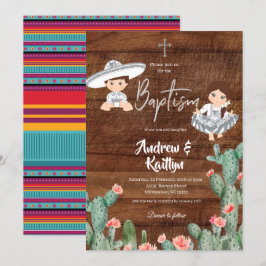 Rustige Mexicaanse zilver Charro Twin Baptism Boy  Kaart