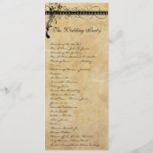 Rustige middeleeuwse renaissance zwemt bruiloft programmakaart (Achterkant)