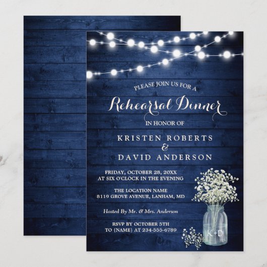 Rustige middernacht Blauwe lampjes repetitie Kaart (Voorkant / Achterkant)