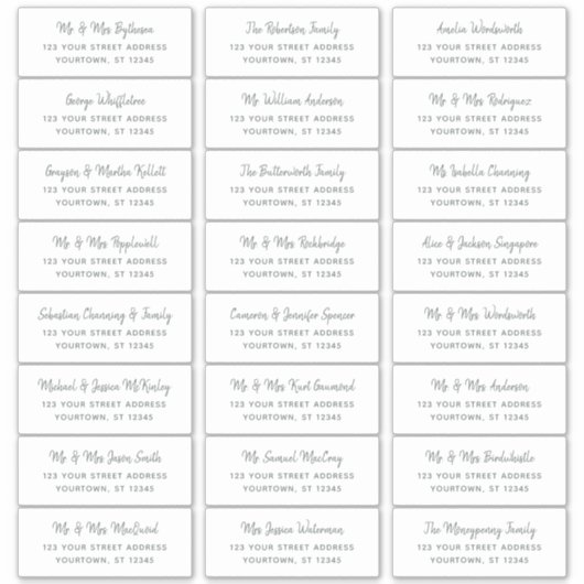 Rustige, minimale Adresetiketten van de Manuscript Sticker (Voorkant)