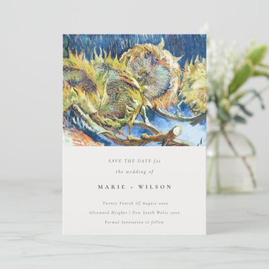 Rustige, minimale blauwe zonnebloem Bewaar de datu Kaart (Staand voorkant)