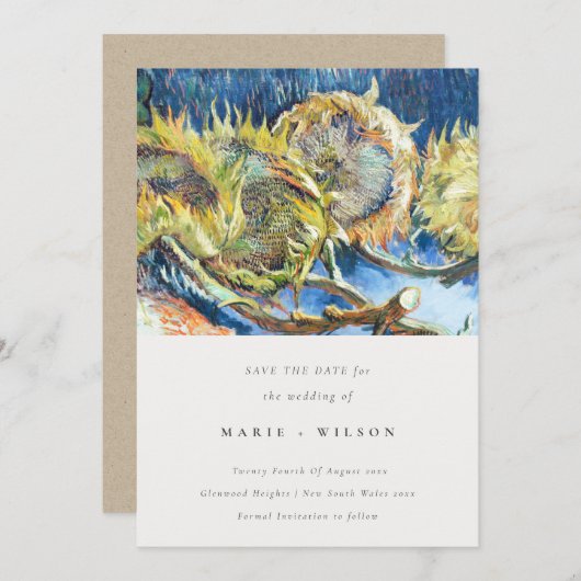 Rustige, minimale blauwe zonnebloem Bewaar de datu Kaart (Voorkant / Achterkant)