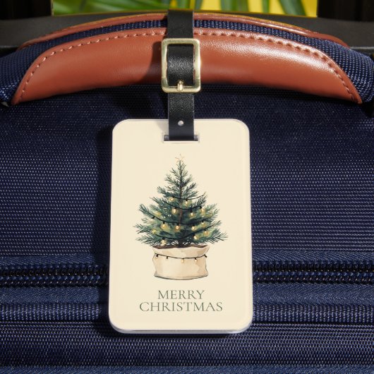 Rustige Minimale Kerstboom Bagagelabel (Voorkant Insitu 2)