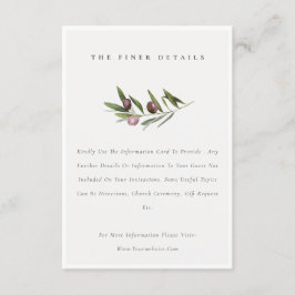 Rustige minimale olievlek van de olijftak informatiekaartje