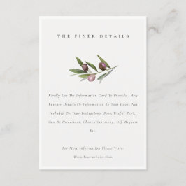 Rustige minimale olievlek van de olijftak informatiekaartje