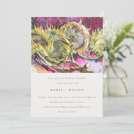 Rustige minimale roze zonnebloempjes kaart (Staand voorkant)