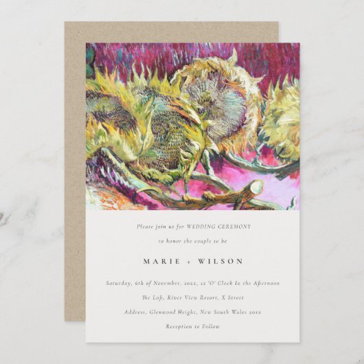 Rustige minimale roze zonnebloempjes kaart (Voorkant / Achterkant)