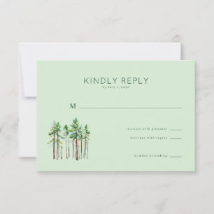 Rustige Mint Aquarel Dennenbomen RSVP Kaartje