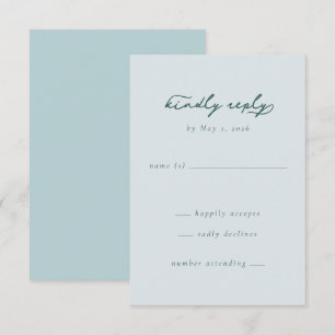 Rustige Mint en Blauwe Minimalist RSVP Kaartje