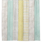 Rustige mint & gele boho Geometrische matige hoeve Douchegordijn (Voorkant)