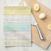 Rustige mint & gele boho Geometrische matige hoeve Theedoek (Quarter Fold)