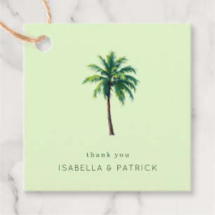 Rustige Mint Minimalistische Palmboom Bedankjes Labels