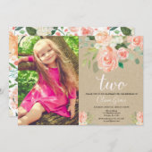 Rustige moderne kraft 2e verjaardag meisje perzikk kaart (Voorkant / Achterkant)