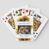 Rustige moderne zonnebloemen, met foto's, huwelijk pokerkaarten (Achterkant)
