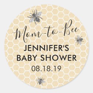 Rustige  moeder tegen Baby shower bij bijen Ronde Sticker