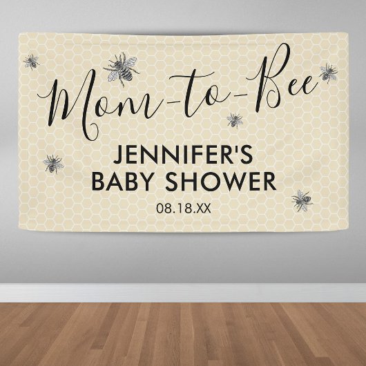 Rustige  moeder tegen Baby shower bij bijen Spandoek