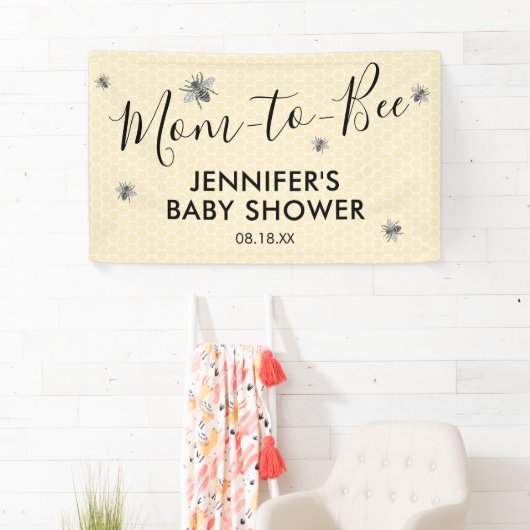 Rustige moeder tegen Baby shower bij bijen Spandoek (Insitu)