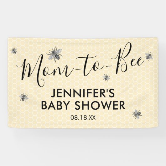 Rustige moeder tegen Baby shower bij bijen Spandoek (Horizontaal)