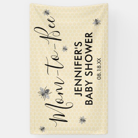 Rustige moeder tegen Baby shower bij bijen Spandoek (Verticaal)