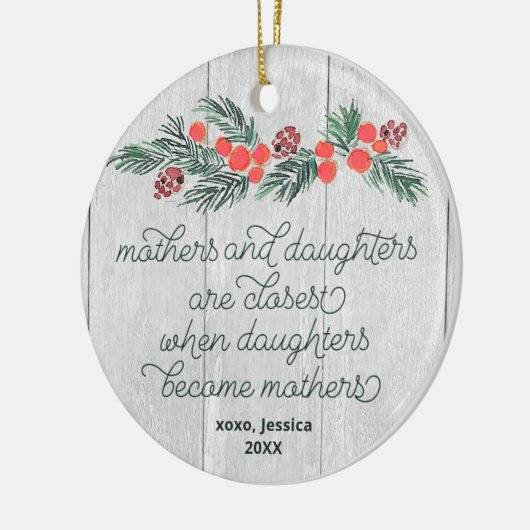 Rustige moeders en aughters Aangepaste zwangerscha Keramisch Ornament (Links)