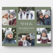 Rustige monogram 6 foto collage familienaam fotoplaat (Voorkant)