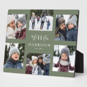 Rustige monogram 6 foto collage familienaam fotoplaat (Zijkant)