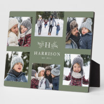 Rustige monogram 6 foto collage familienaam