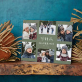 Rustige monogram 6 foto collage familienaam fotoplaat (Zijkant)