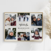 Rustige monogram 6 foto collage familienaam perfect poster