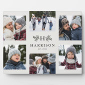 Rustige monogram 6 fotocollage familie zwart wit fotoplaat (Voorkant)