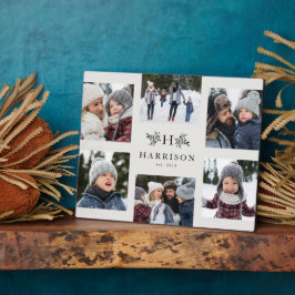 Rustige monogram 6 fotocollage familie zwart wit fotoplaat