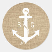 Rustige monogram Anchor Nautical Wedding Stickers (Voorkant)