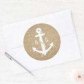 Rustige monogram Anchor Nautical Wedding Stickers (Envelop)