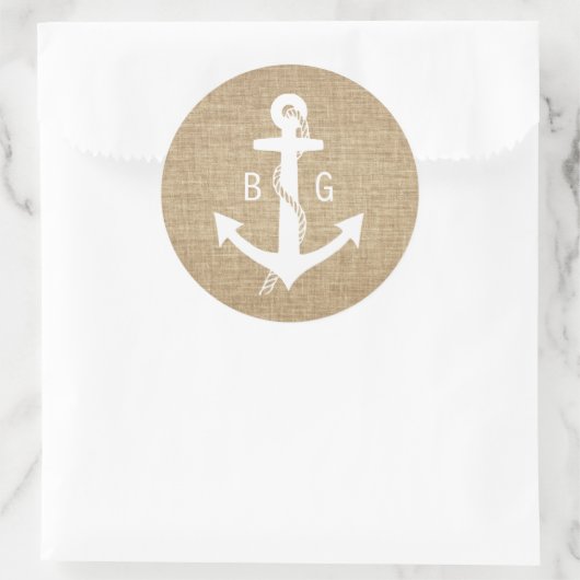 Rustige monogram Anchor Nautical Wedding Stickers (Tas)