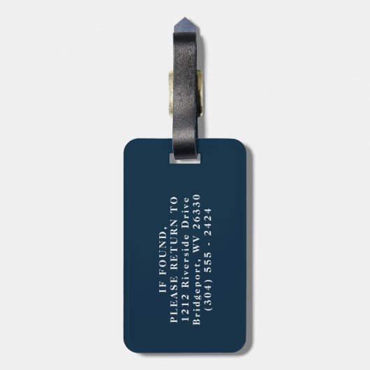 Rustige monogram bagage blauw label bagagelabel (Achterkant verticaal)