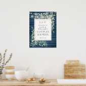 Rustige Monogram Blad Bruiloft Borrel Welkomstbord Poster (Keuken)