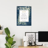 Rustige Monogram Blad Bruiloft Borrel Welkomstbord Poster (Thuiskantoor)